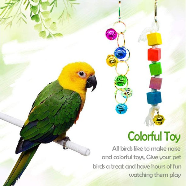 Hommtina 7 Pack Bird Parrot Toys, Colorful Bird Chewing Toys Swing Toy Hanging Toy Bird Cage Toys or Small Parakeets Cockatiels