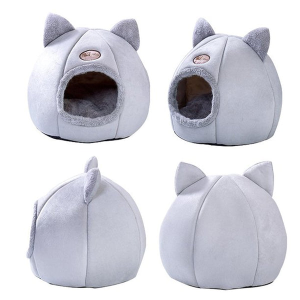 Abody Pet Tent Cave Bed for Cats/Small Dogs Self-Warming 2-in-1 Pet Sleeping Bed Washable Cushion