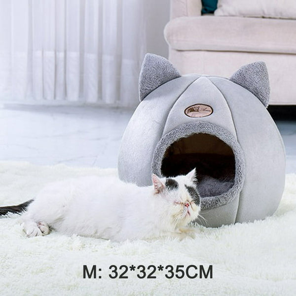 Abody Pet Tent Cave Bed for Cats/Small Dogs Self-Warming 2-in-1 Pet Sleeping Bed Washable Cushion