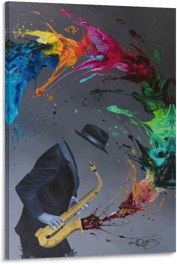 Art Poster Faceless Man Abstract Color Oil Painting - Kre8, Modern Print on Canvas (7) Canvas Painting Posters And Prints Wall Art Pictures for Living Room Bedroom Decor 24x36inch(60x90cm) Frame-styl