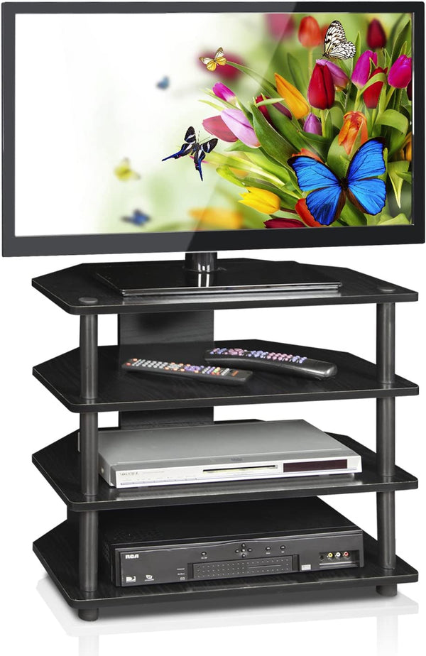 urinno Turn-N-Tube Easy Assembly 4-Tier Petite Entertainment Center / TV Stand / TV Unit / TV Desk, Blackwood