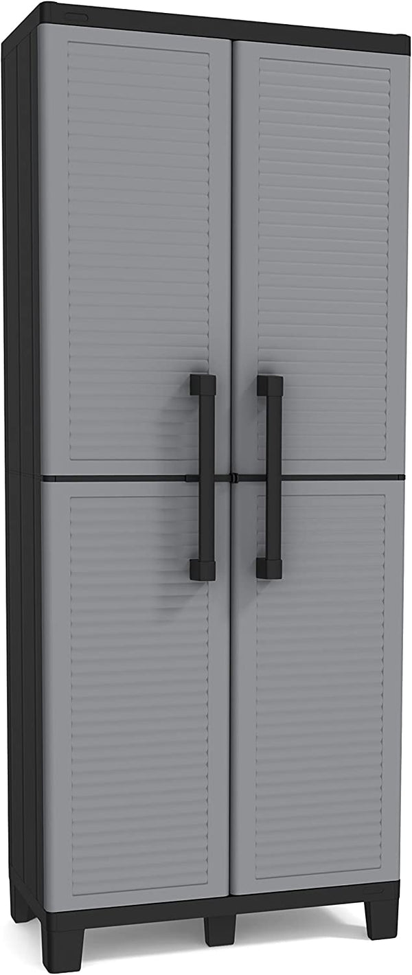 Keter Space Winner Resin Garage Storage Cabinet with Doors and Shelves - Perfect for Garage and Basement Organization