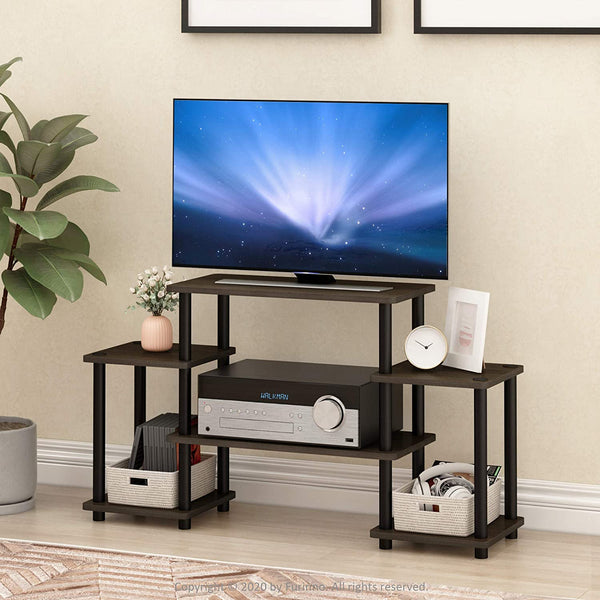 Turn-N-Tube No Tools Entertainment TV Stands, Dark Brown/Black