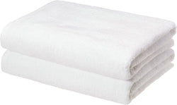 Amazon Basics Quick-Dry Bath Towels - 100% Cotton, 2-Pack, White