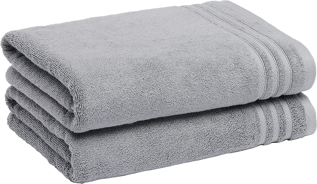 Basics Cotton Bath Towel Set, Made with 30% Recycled Cotton Content  - 6-Piece, Blue Gray Blue Grey 6-Piece Set