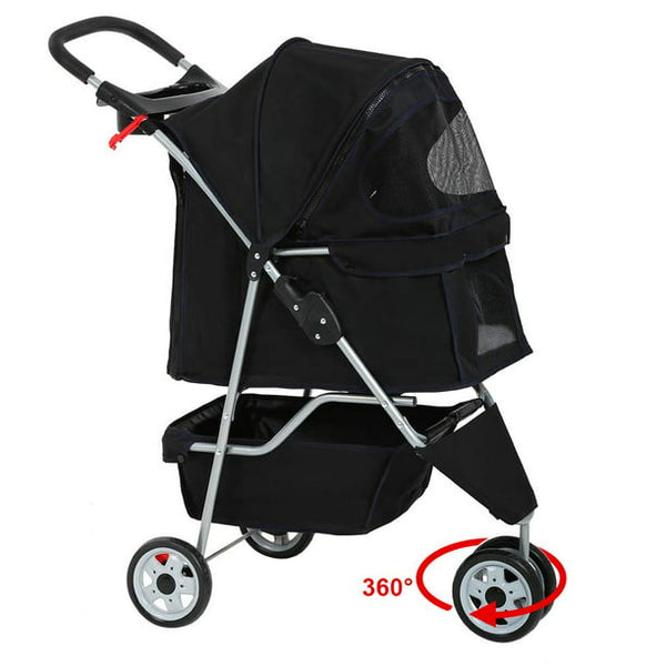 Bestpet Pet Stroller, 3 Wheels, Travel Folding Carrier T13